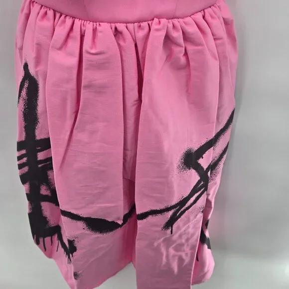Vixen by Micheline Pitt Miss Kitty 9 Lives Pink Spray Paint Design Midi Dress XS - Picture 4 of 12